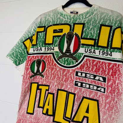 1994 World Cup Italy Soccer AOP T-Shirt Sz L (B2803)