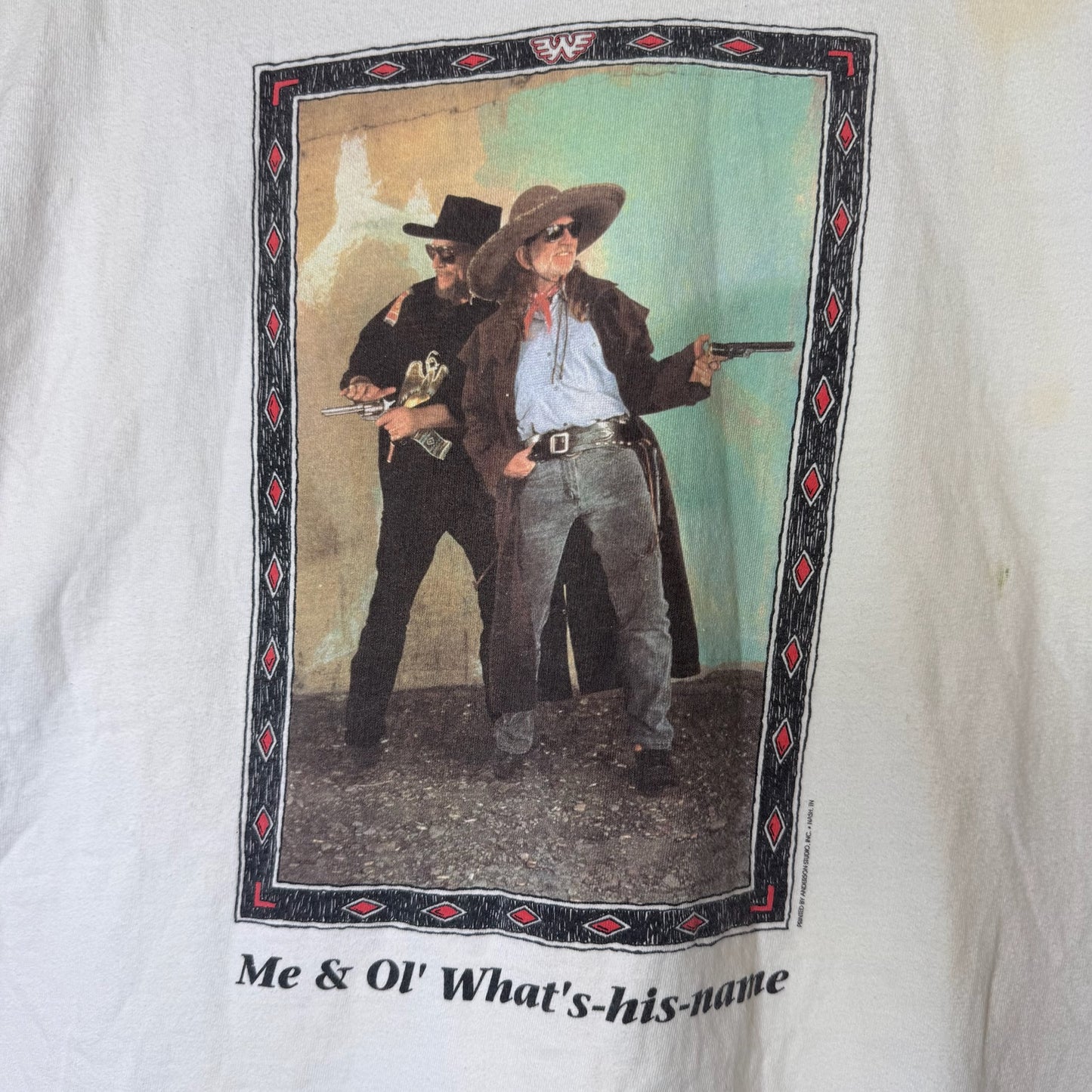90s Willie Nelson & Waylon Jennings Band T-Shirt Sz L (B2645)