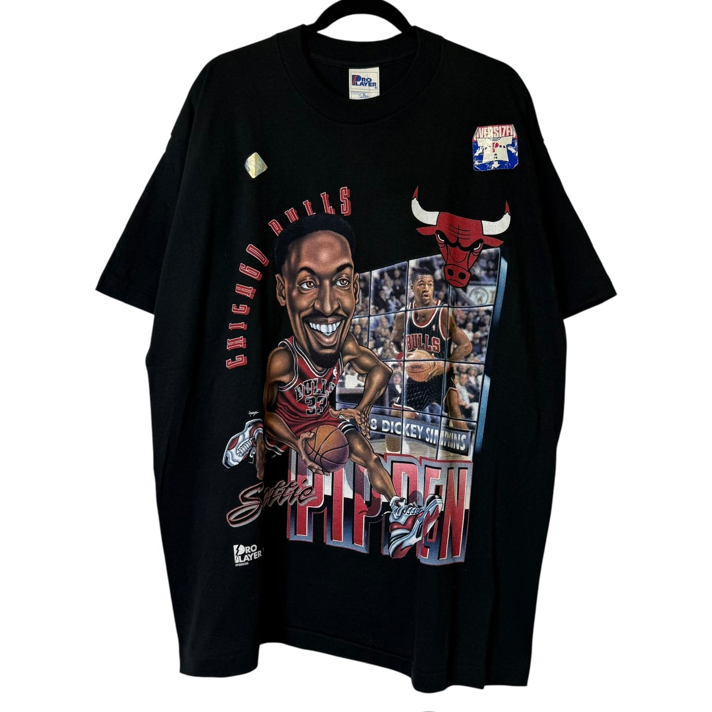 90s Scottie Pippen Chicago Bulls NBA Caricature T-Shirt Sz XL