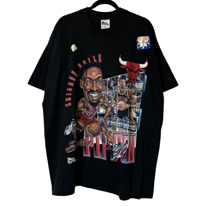 90s Scottie Pippen Chicago Bulls NBA Caricature T-Shirt Sz XL