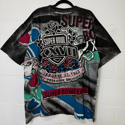 1993 Rose Bowl Super Bowl AOP NFL T-shirt Sz XL (B2313)