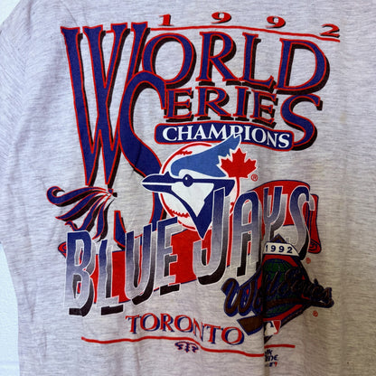 1992 Toronto Blue Jays MLB World Series T-shirt Sz L (B2334)