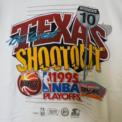 1995 Texas Shootout Spurs vs Rockets NBA T-shirt Sz L (B2978)