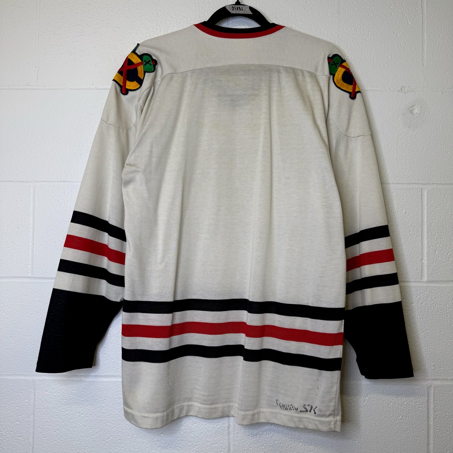 80s Chicago Blackhawks Sandow Knit Hockey NHL Jersey Sz M (B1799)