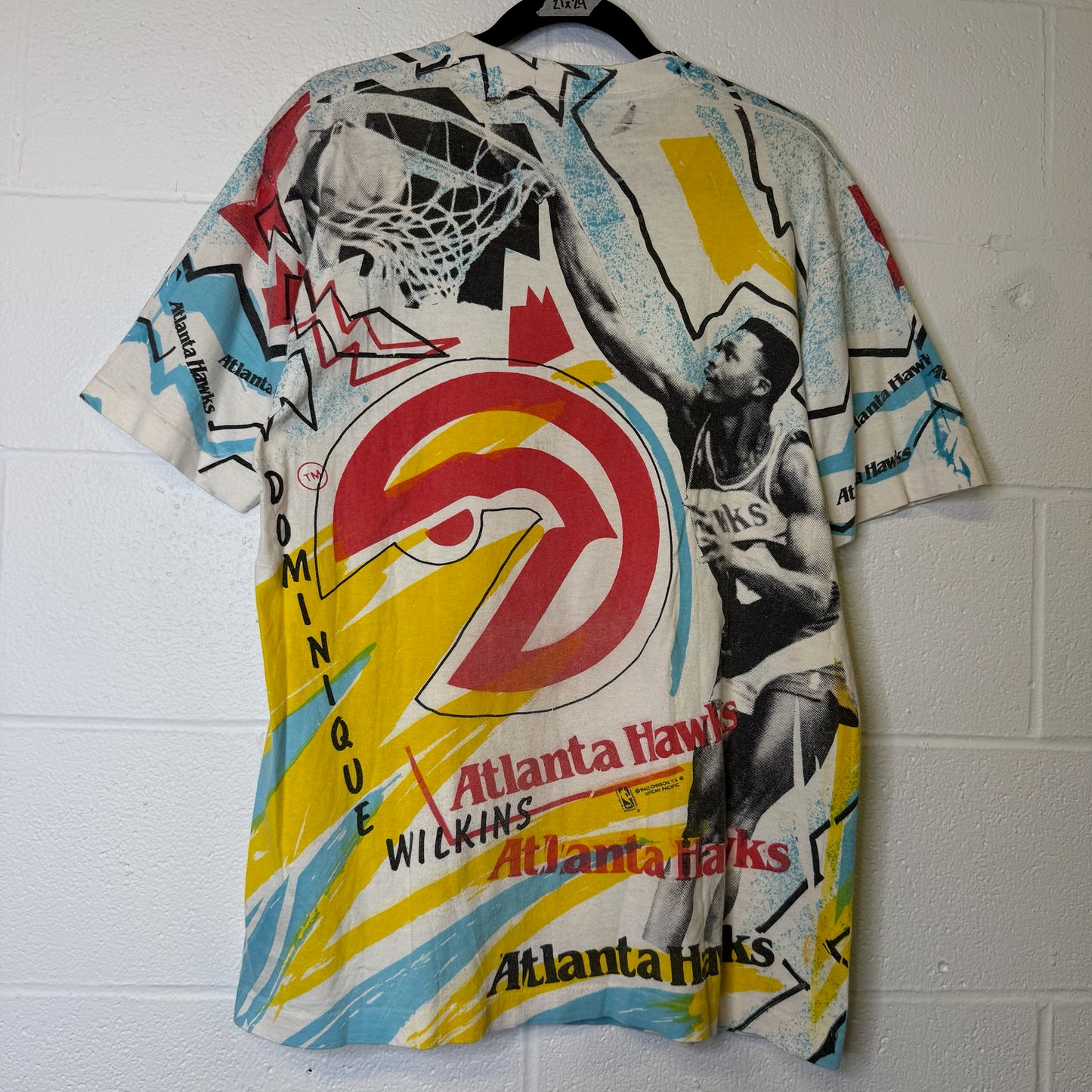 90's Dominique Wilkins Atlanta Hawks NBA Magic Johnson Tees T-Shirt Sz L (B1687)