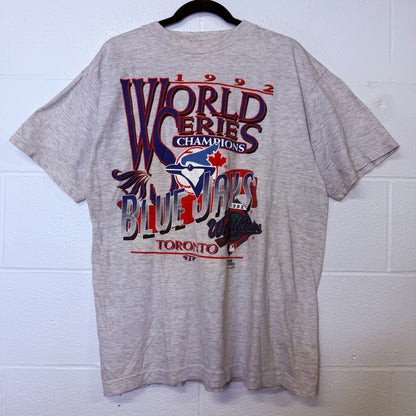 1992 Toronto Blue Jays MLB World Series T-shirt Sz L (B2334)