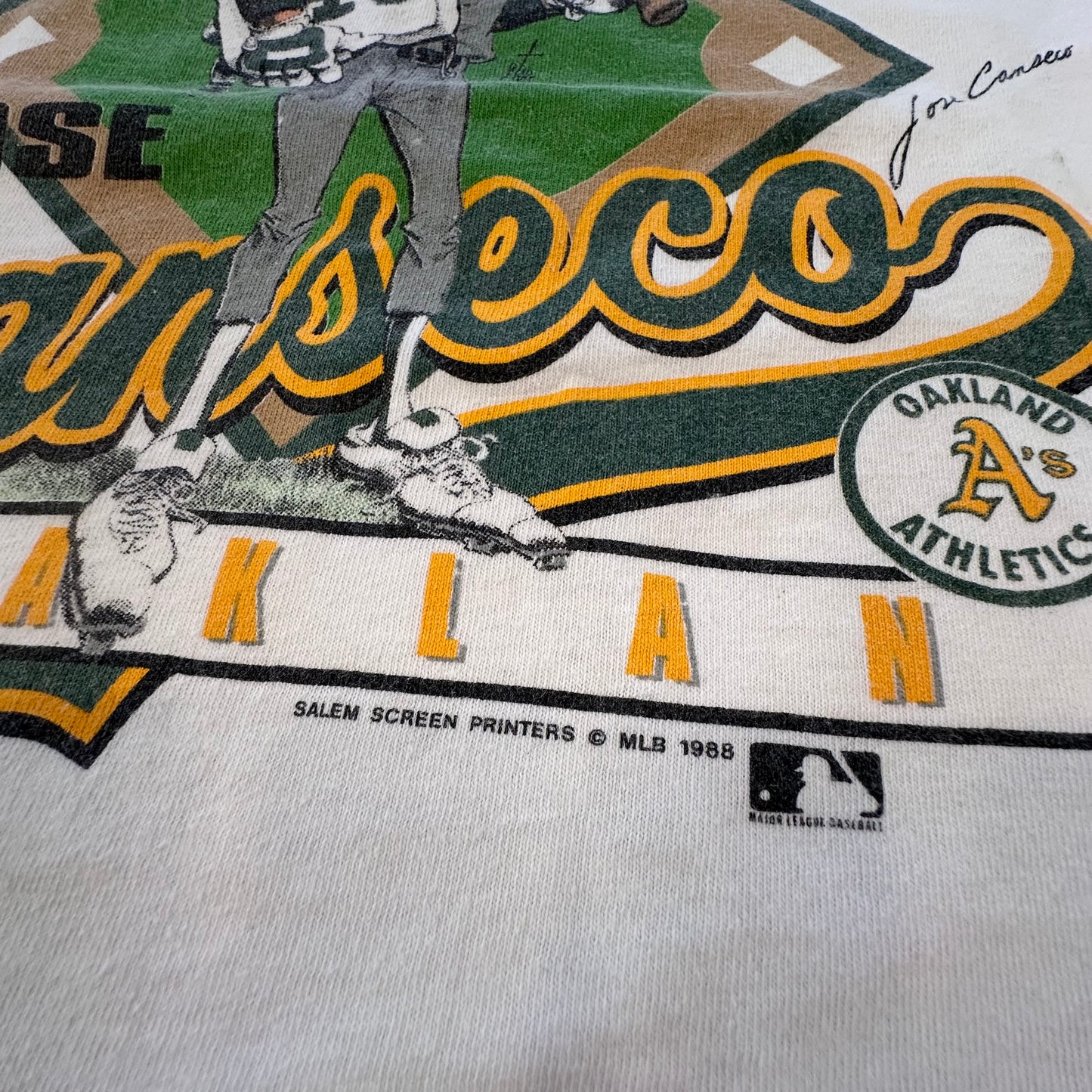 1988 Jose Canseco Oakland Athletics T-Shirt Sz M (A403)