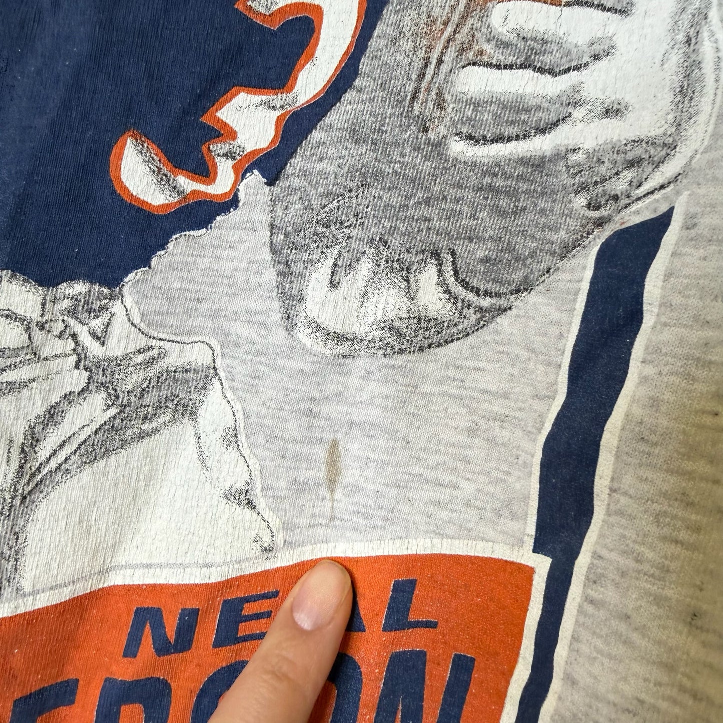 90s Chicago Bears Neal Anderson NFL Nutmeg Player Card T-shirt (B1613)