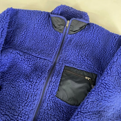 Vintage Patagonia Deep Pile Fleece Jacket Blue Red Lining Sz M (Made In USA)
