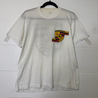 80s Porsche Crest T-shirt Sz L (B601)