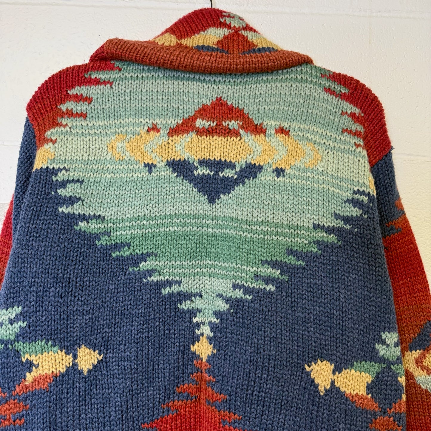 Vintage Polo Ralph Lauren Hand Knit Cardigan Jacket 100% Wool