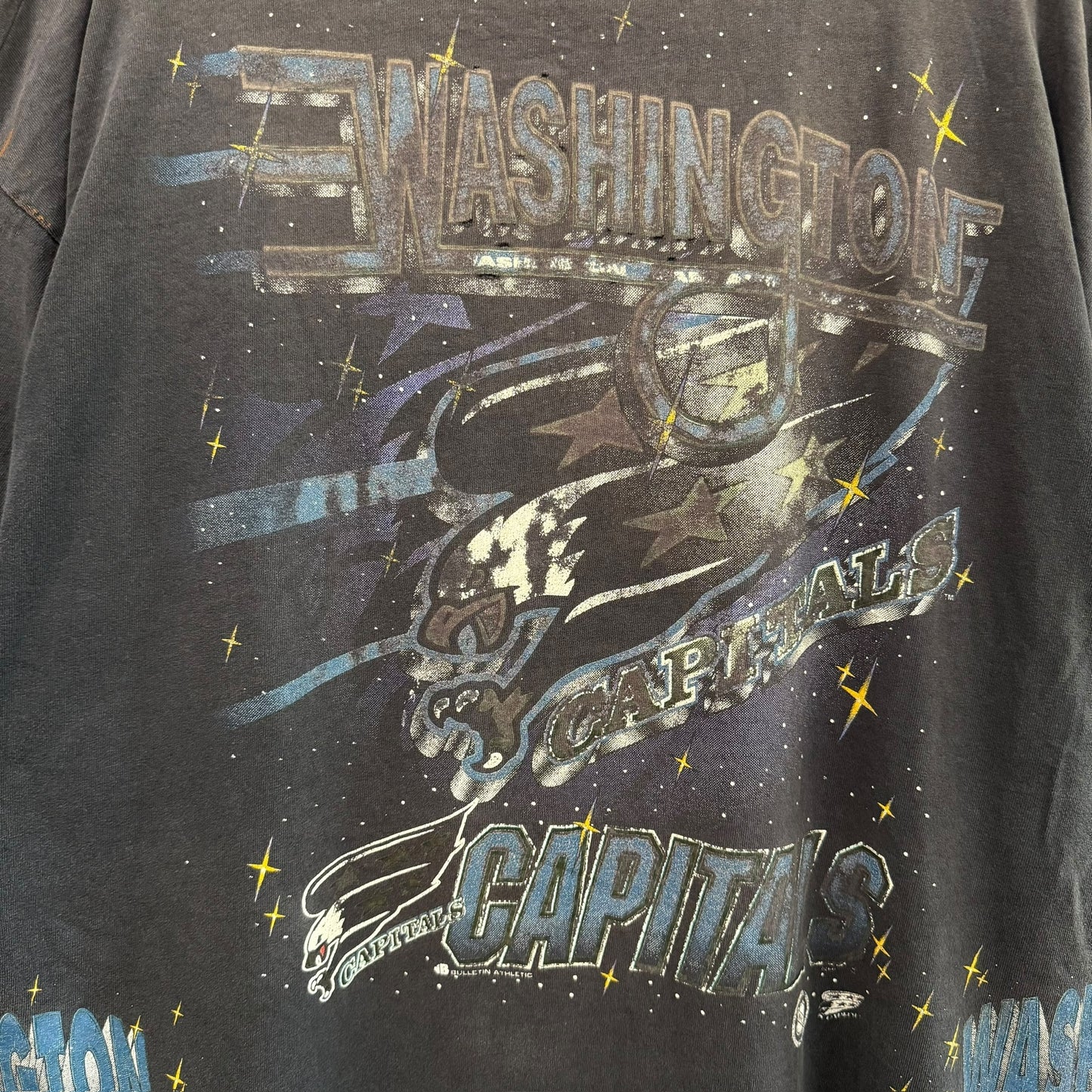 90s Washington Capitals NHL Bulletin AOP T-Shirt Sz XL