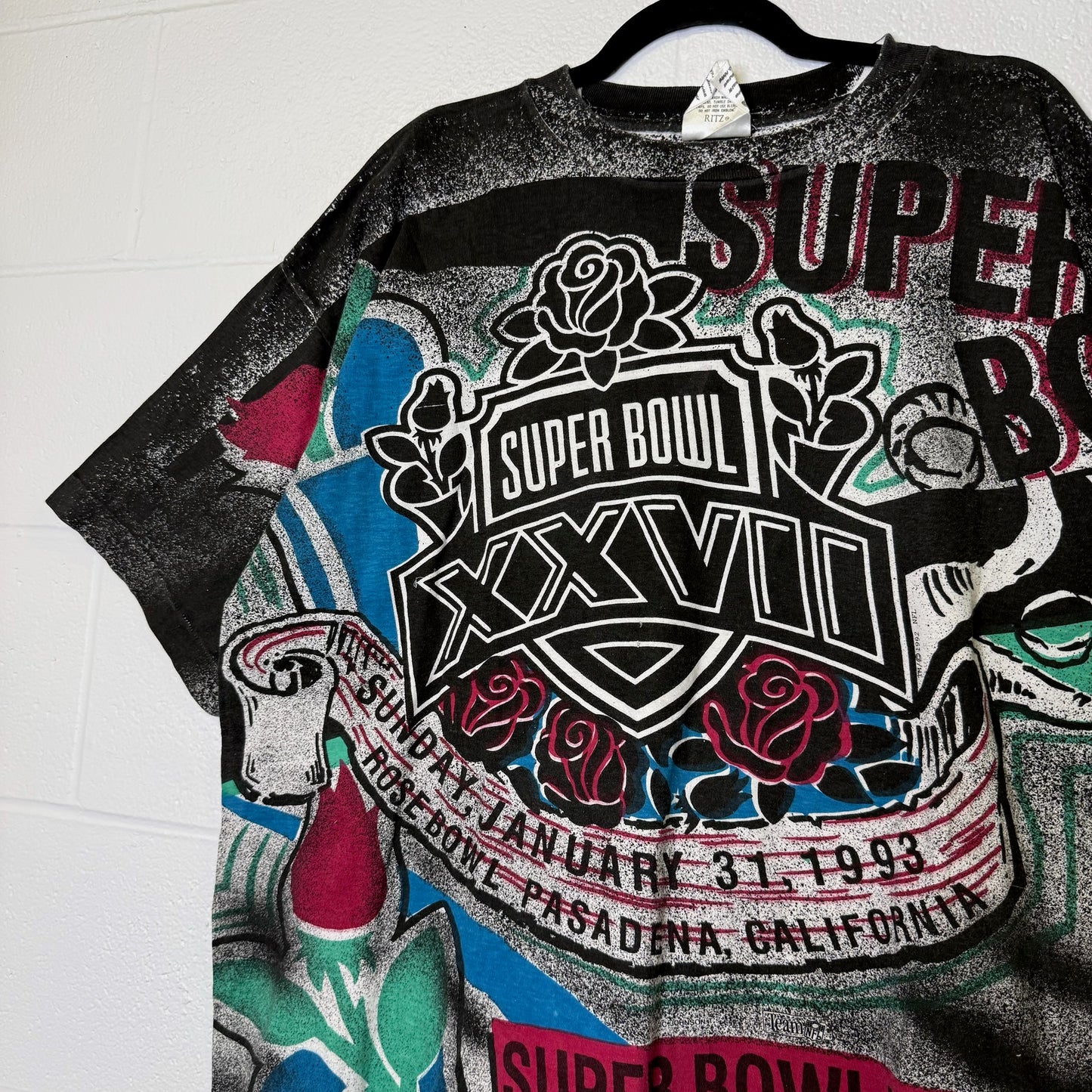 1993 Rose Bowl Super Bowl AOP NFL T-shirt Sz XL (B2313)