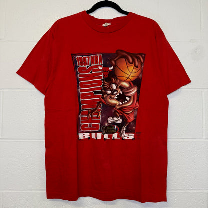 1997 Chicago Bulls Taz NBA T-Shirt Sz L (B2969)
