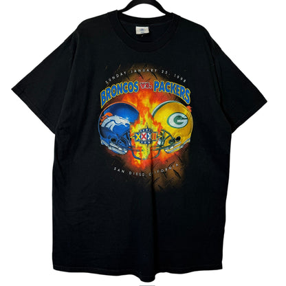 1998 Super Bowl Denver Broncos vs Green Bay Packers NFL T-shirt Sz XL (B2122)