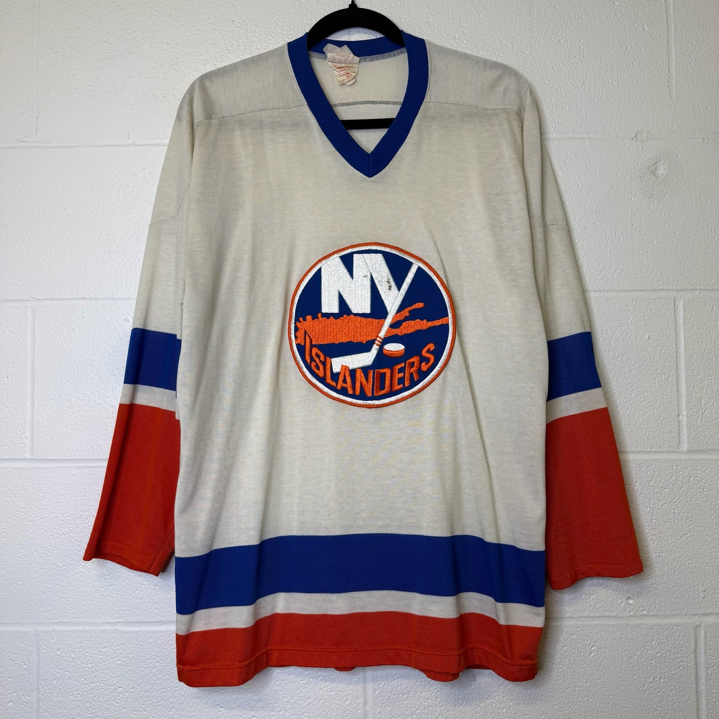 80s New York Islanders Sandow Knit Hockey NHL Jersey Sz M (B1801)