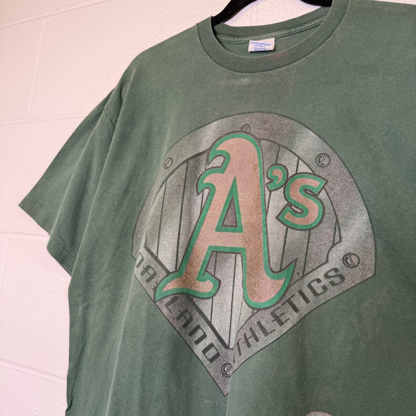 90s Oakland Athletics MLB tarter T-shirt Sz L (B2989)