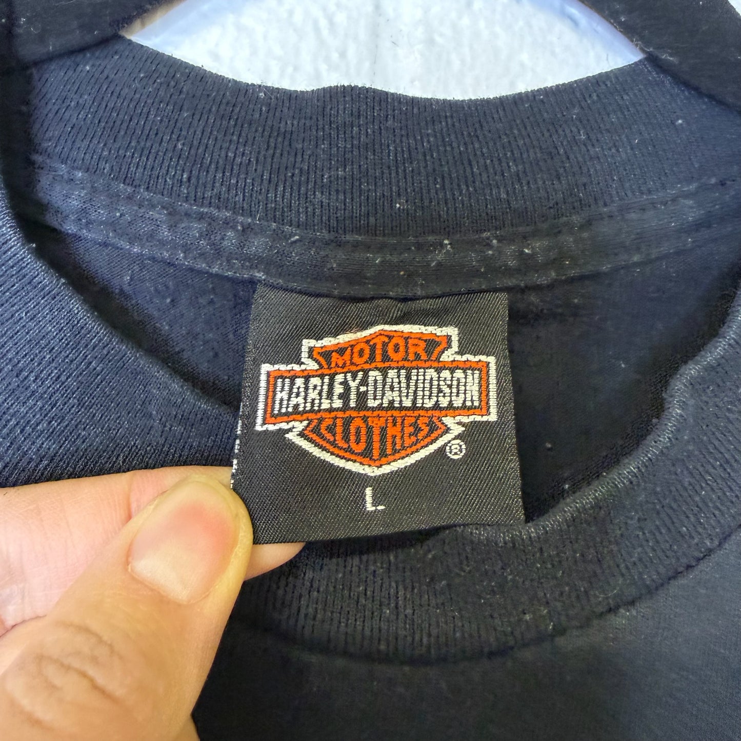 90s Harley Davidson 3D Emblem Gasoline T-Shirt Sz L