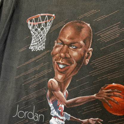 90s Michael Jordan Chicago Bulls Salem NBA Caricature T-Shirt Sz L (B2864)
