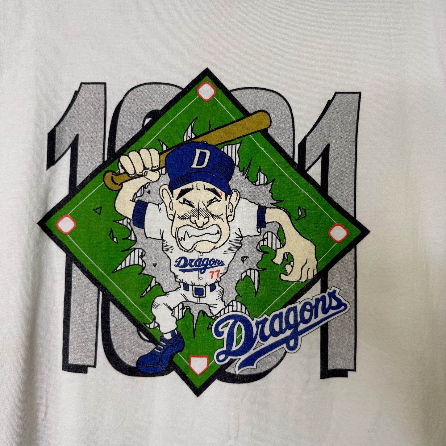 90's Senichi Hoshino Chunichi Dragons Baseball T-shirt Sz L (B1642)