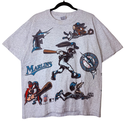 1994 Florida Marlins Looney Tunes MLB T-shirt Sz L (B2388)
