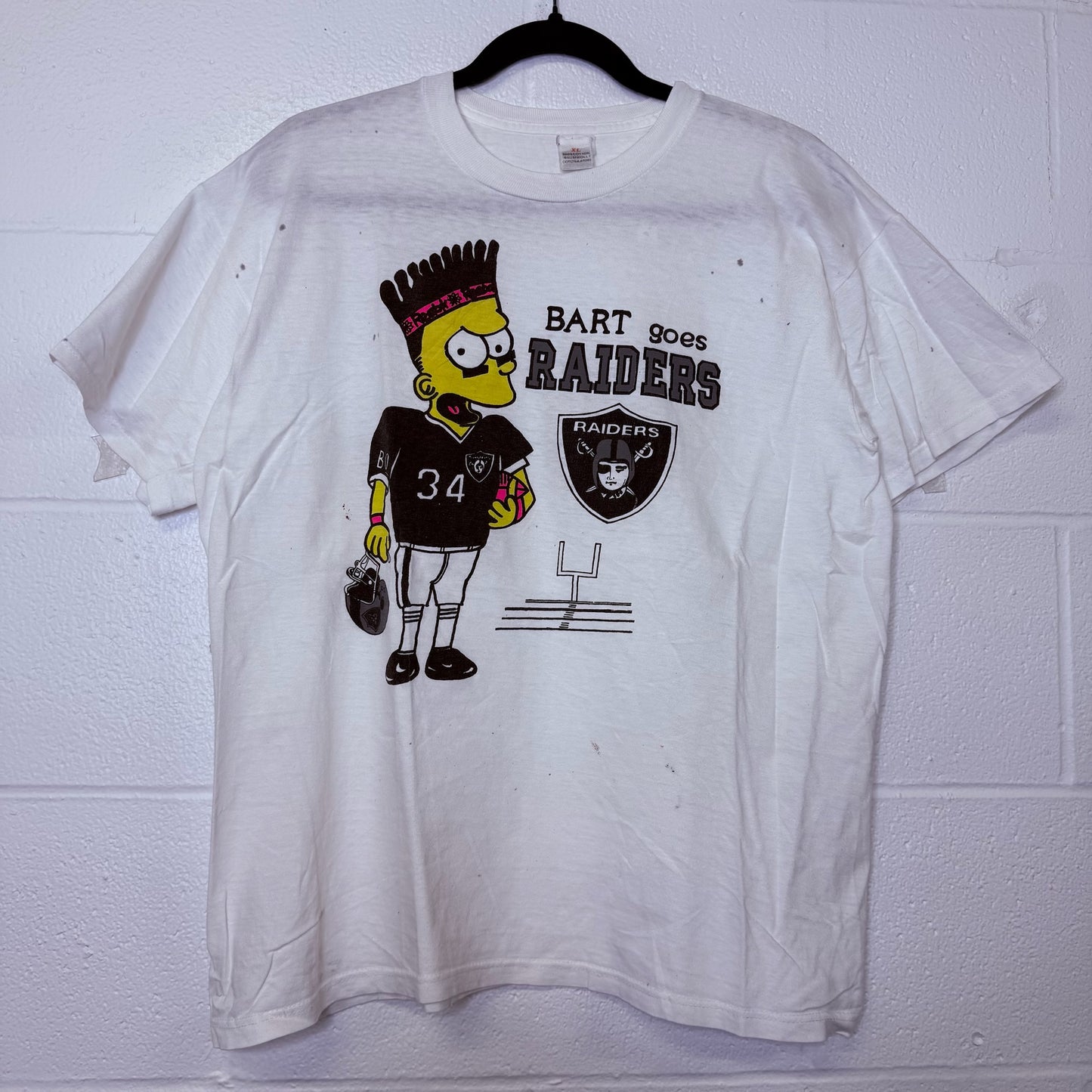 90's Los Angeles Raiders Bart Simpson NFL T-shirt Sz XL (B2318)