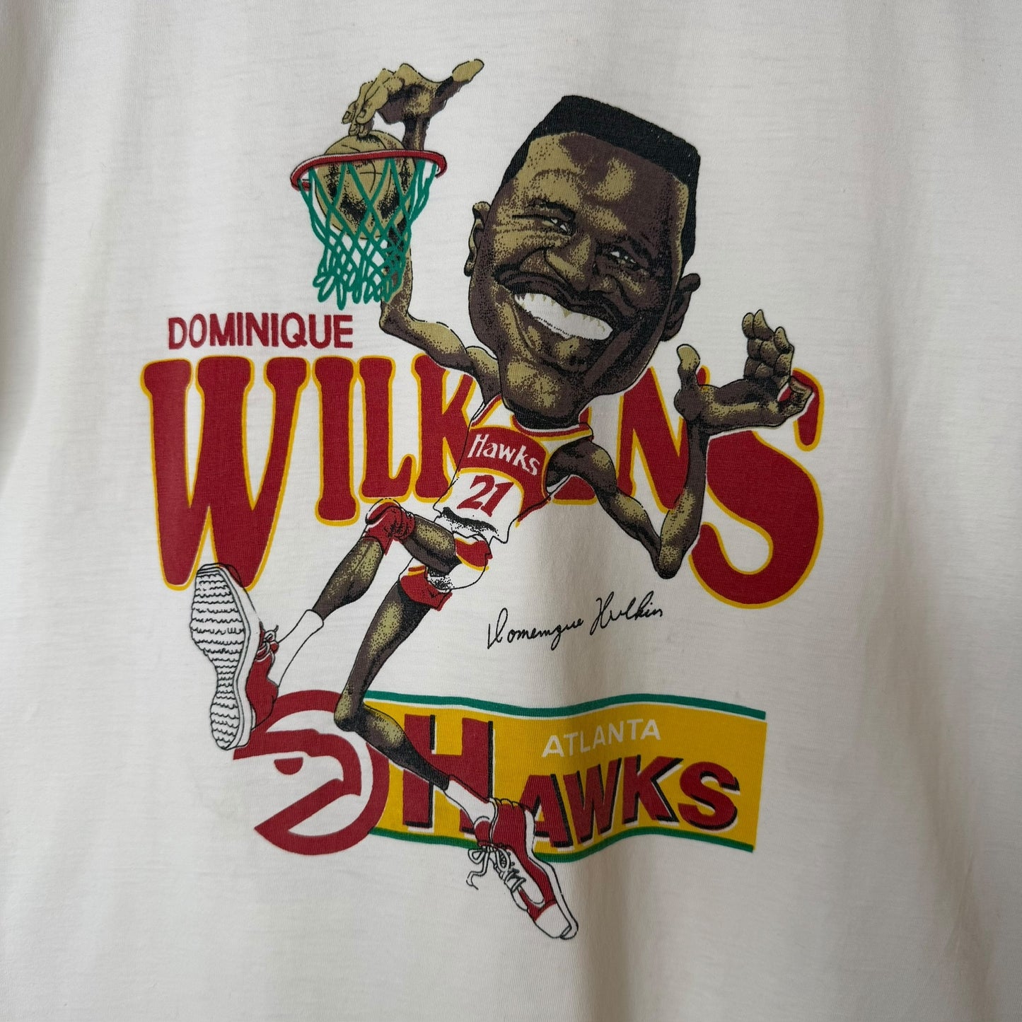 90s Dominique Wilkins Atlanta Hawks NBA T-shirt Sz L (A4485)