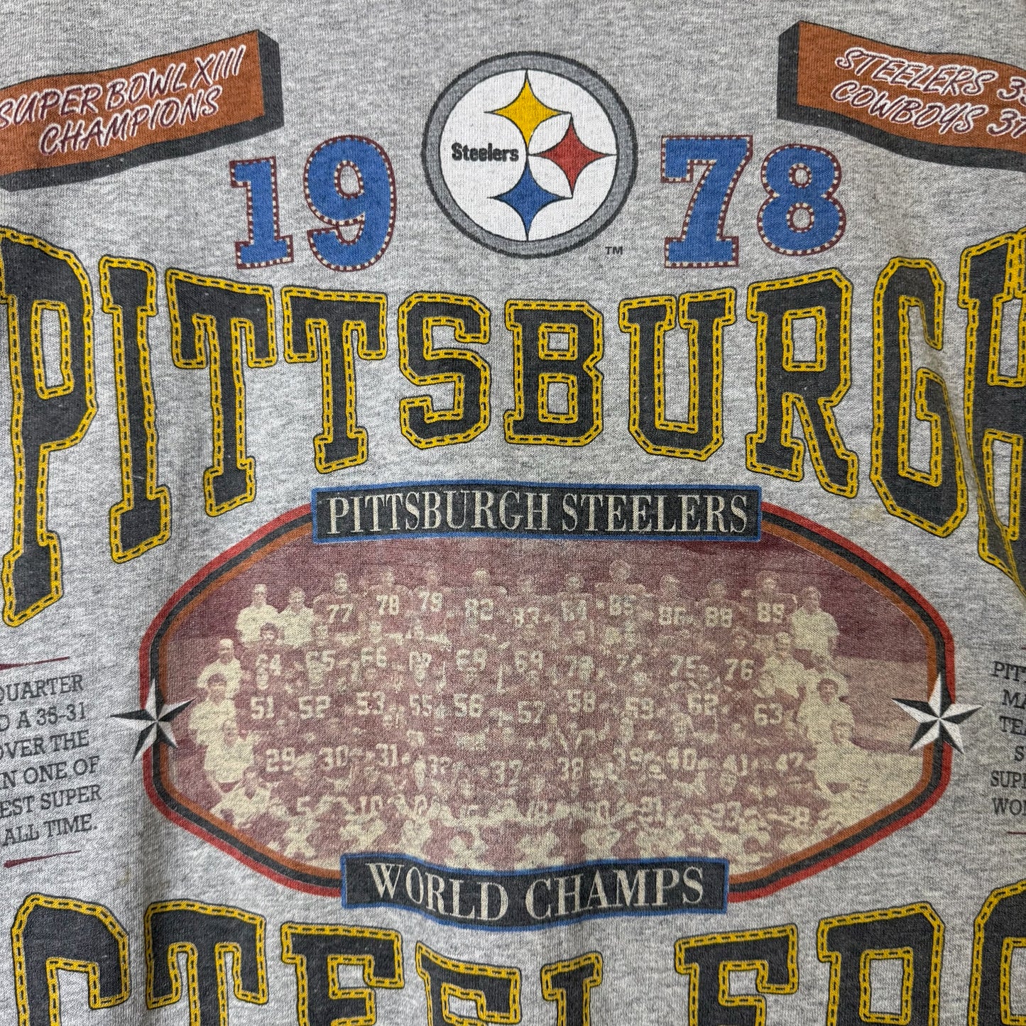 90's Pittsburgh Steelers NFL Long Gone 3/4 Sleeve Shirt Sz L (B2638)