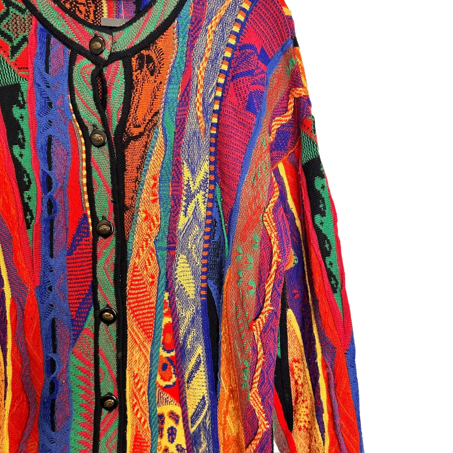 90's Coogi Style Cardigan by Carlo Alberto Gold Sz L (A7856)