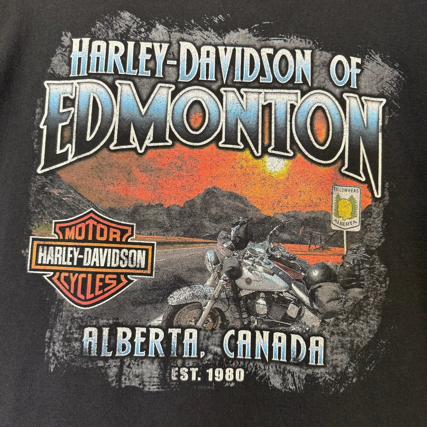 2010 Harley Davidson Edmonton Alberta T-Shirt Sz XL (A9059)