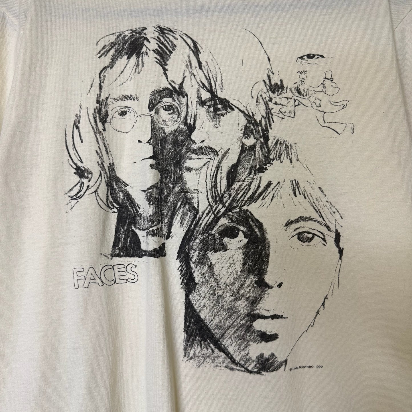 1990 Faces Art John Lennon T-shirt Sz L (B1765)