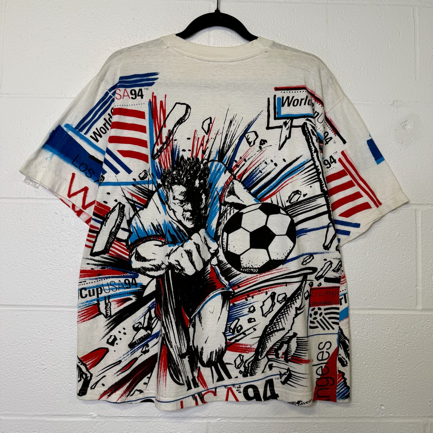 1994 FIFA World Cup AOP Soccer T-Shirt Sz L (B603)