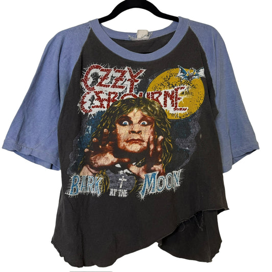 80s Ozzy Osbourne Bark at the Moon Raglan T-shirt Sz M (B375)