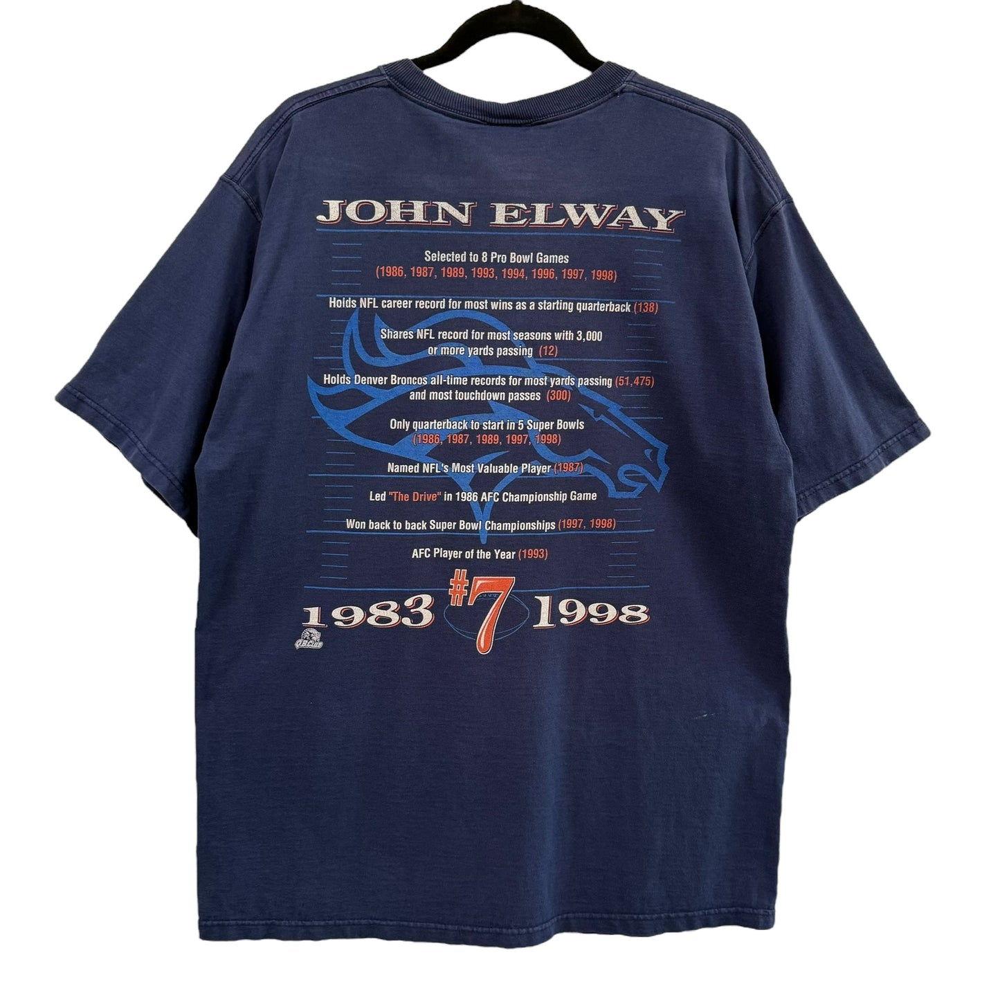 1998 John Elway Denver Broncos NFL T-Shirt Sz L (B1261)