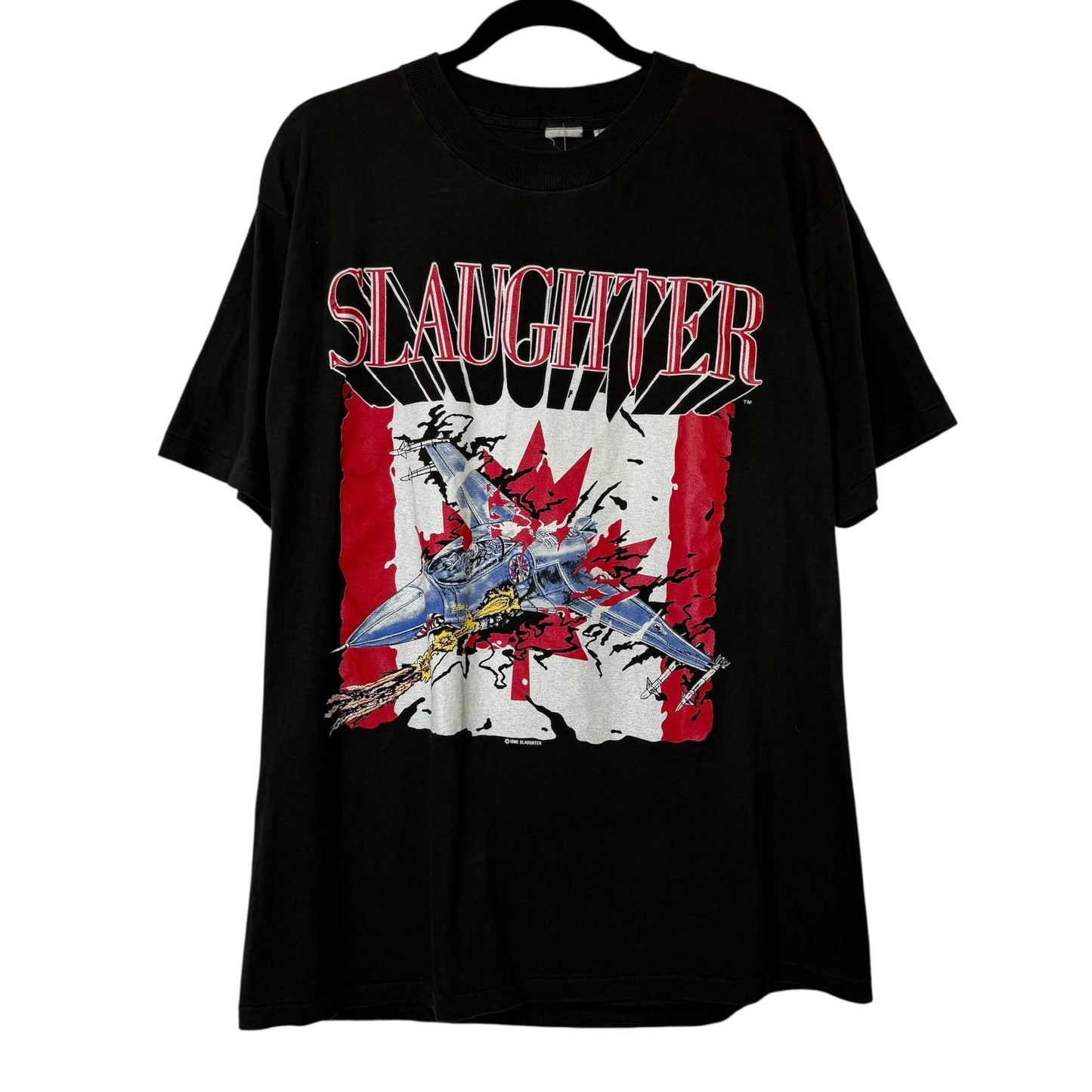 1990 Slaughter Kickin' Ass in Canada Tour T-shirt Sz L (B619)