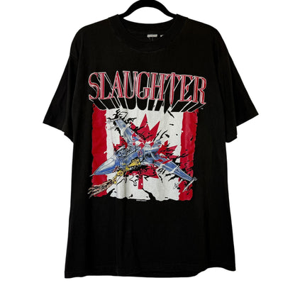 1990 Slaughter Kickin' Ass in Canada Tour T-shirt Sz L (B619)