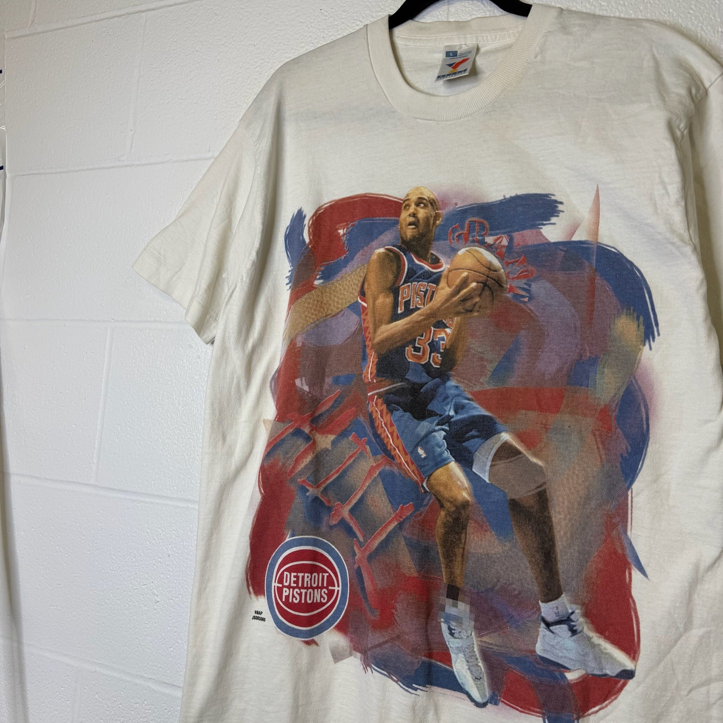 90s Detroit Pistons Grant Hill NBA Player T-Shirt Sz L (B2809)