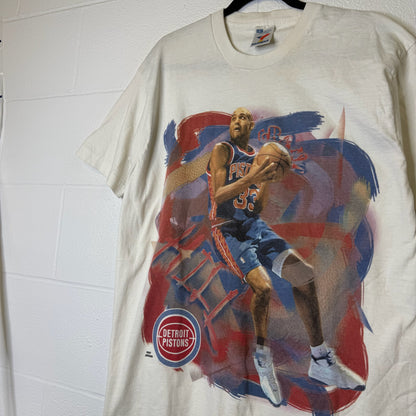 90s Detroit Pistons Grant Hill NBA Player T-Shirt Sz L (B2809)