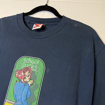 90's Hook-ups School Sucks Skate T-Shirt Sz L (B1701)