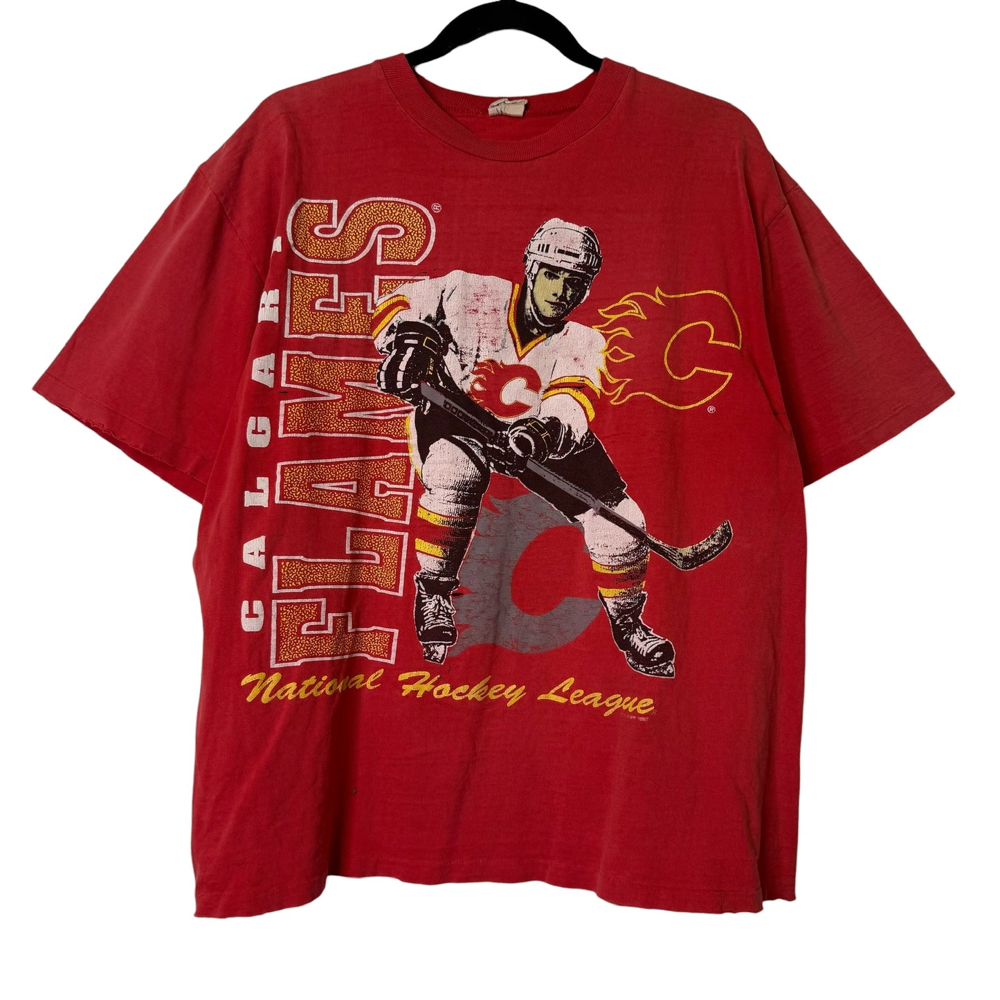 90's Calgary Flames NHL T-shirt Sz L (B685)