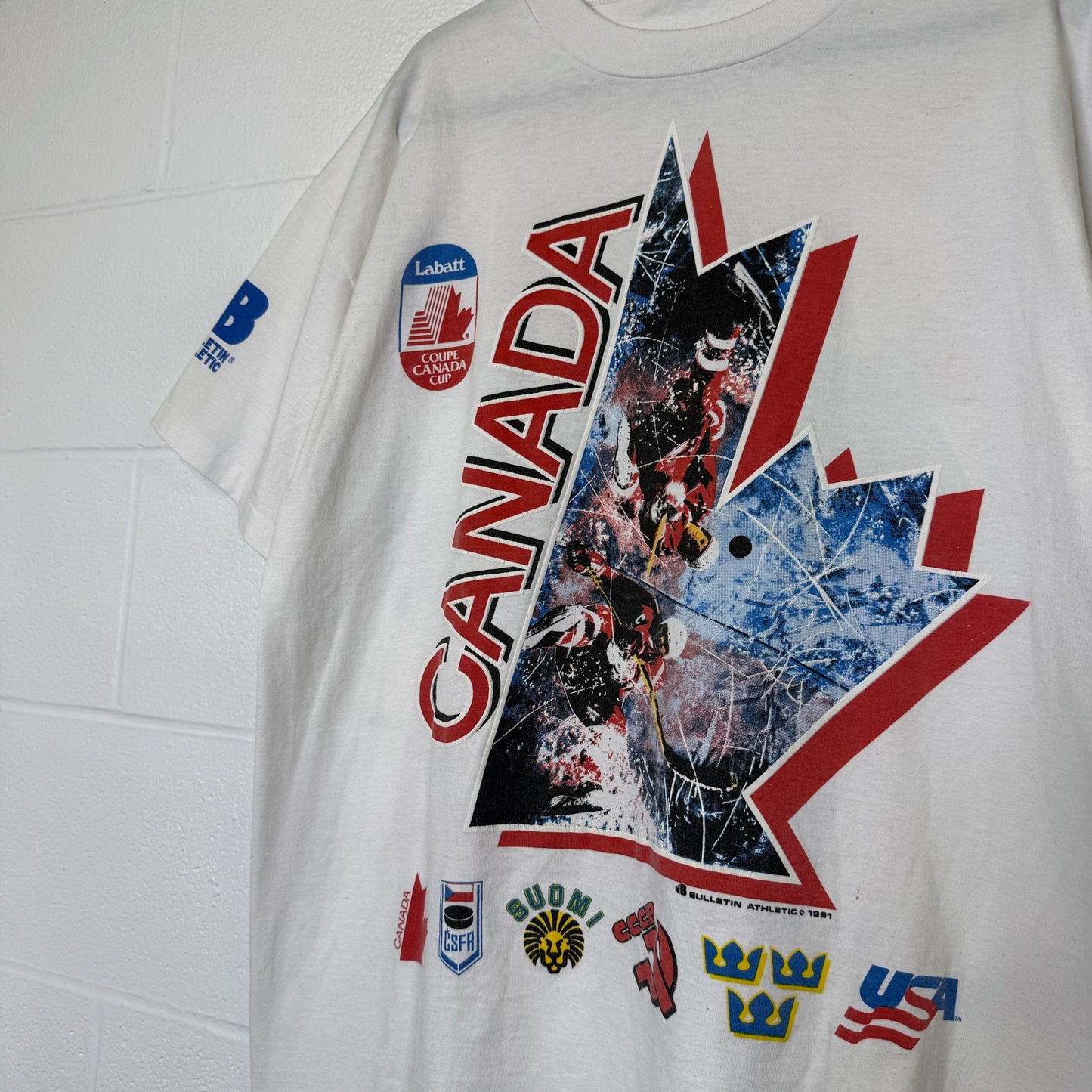 1991 Team Canada Hockey Bulletin Athletics T-Shirt (B2992)