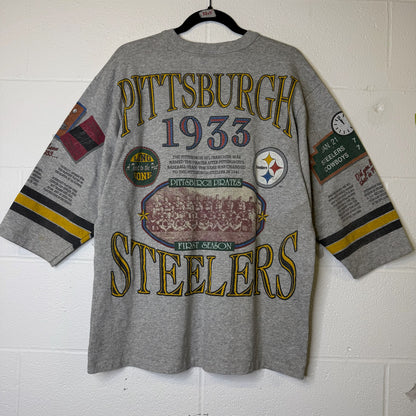 90's Pittsburgh Steelers NFL Long Gone 3/4 Sleeve Shirt Sz L (B2638)