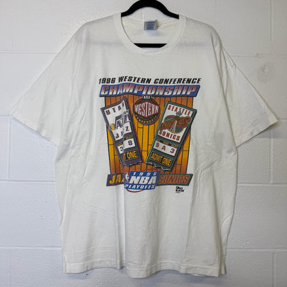 90's Utah Jazz vs Seattle Supersonics NBA T-Shirt Sz XXL (B2900)