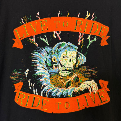 90's Live To Ride/Ride to Live Biker T-shirt Sz L (B617)