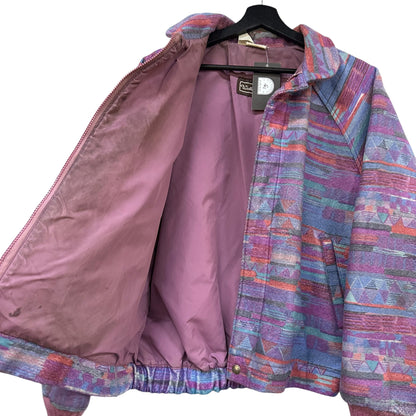 Vintage Walls Workwear Purple Pink Aztec Bomber Jacket Sz L