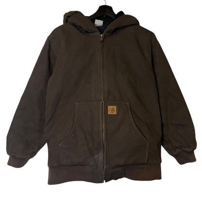 Carhartt Brown Hooded Jacket Sz Youth L (B1785)