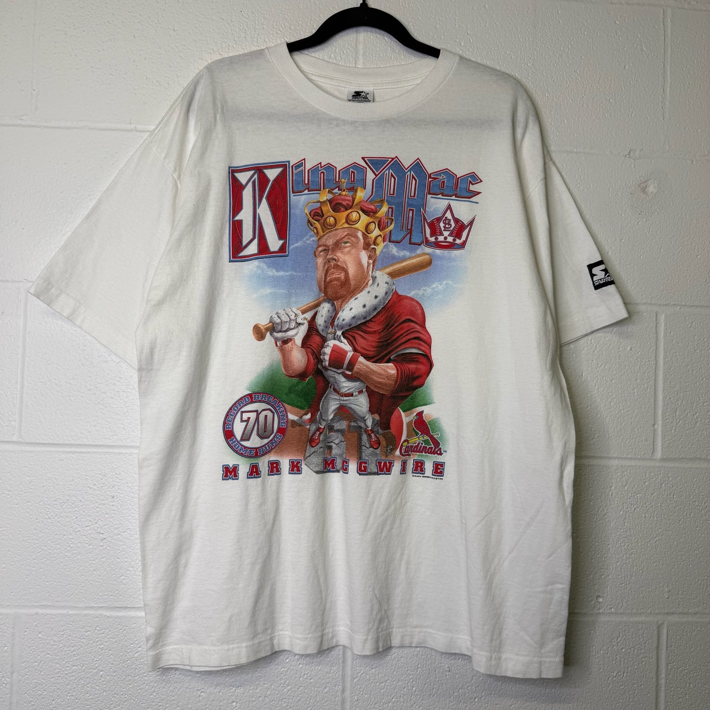 1998 Mark McGwire MLB Starter T-shirt Sz L (B1668)