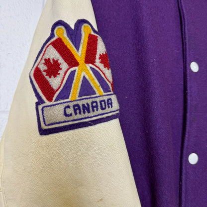 90's Esprit Canada Letterman Leather/wool Jacket Sz L