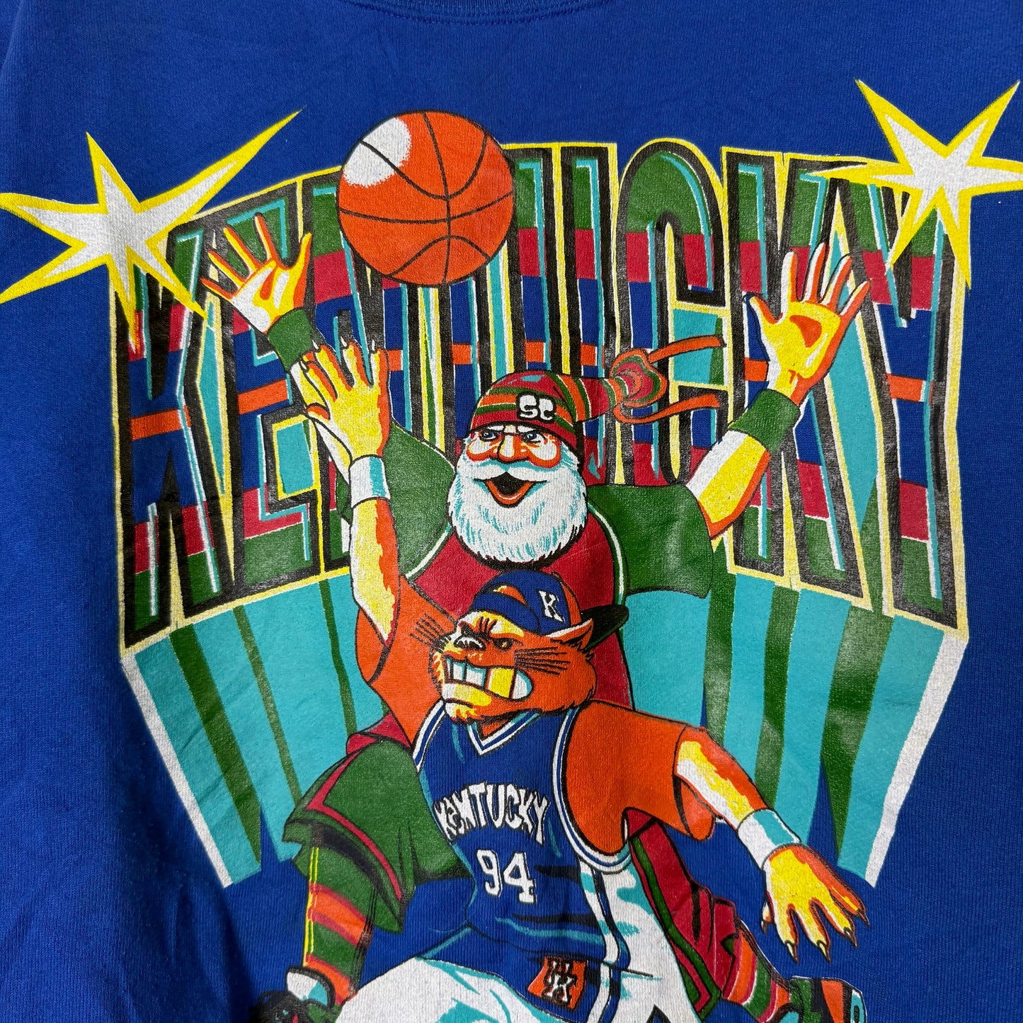 90s University of Kentucky Wildcats Santa NCAA Crewneck Sz XL (B2355)