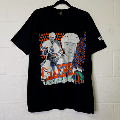 90's Edmonton Oilers Mark Messier NHL  T-shirt Sz XL (B686)